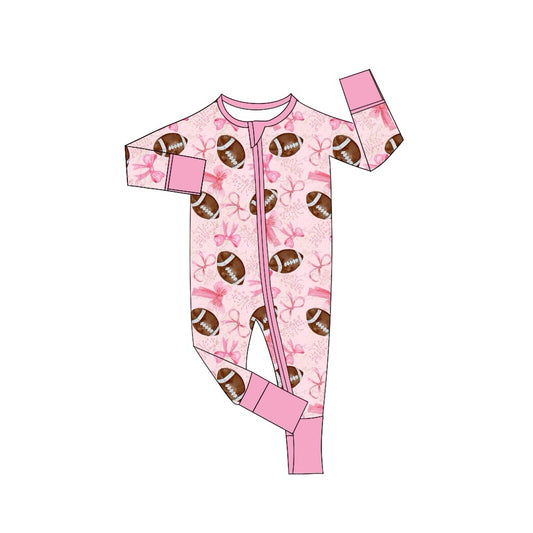 Pre-order LR1595 Baby girls pink football zipper romper ( Deadline August 19 )