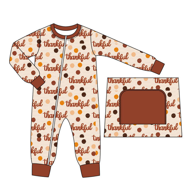 Pre-order LR1596 Baby boys thankful zipper romper ( Deadline August 19 )