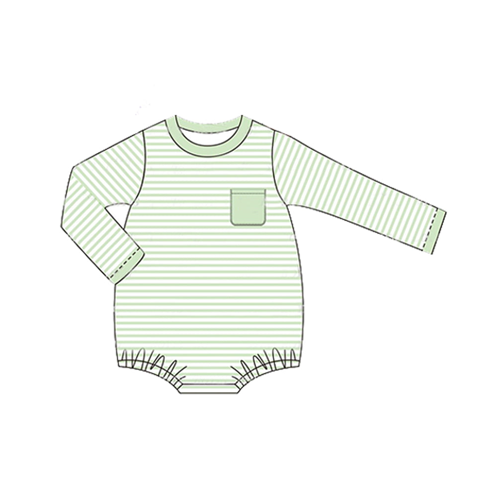 Pre-order LR1597 Baby boys green stripe romper ( Deadline August 19 )