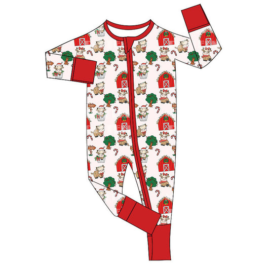 Pre-order LR1598 Baby boys Christmas farm zipper romper ( Deadline August 19 )