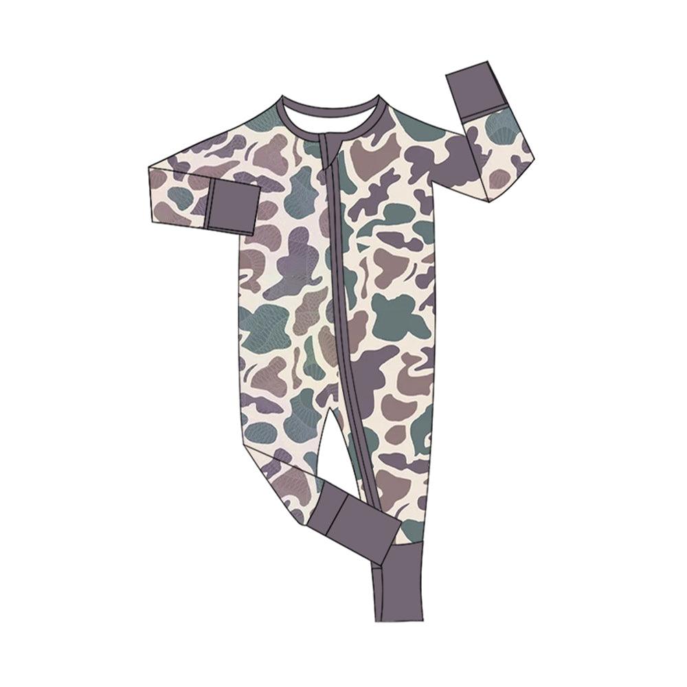 Pre-order LR1604 Baby boys green camo zipper romper ( Deadline August 20 )