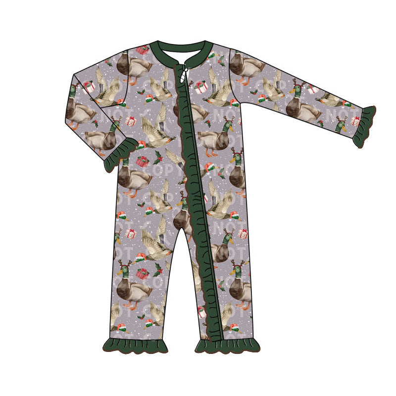 Pre-order LR1606 Baby girls green duck zipper romper ( Deadline August 20 )