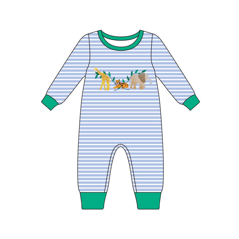 Pre-order LR1616 Baby boys animals romper embroidery