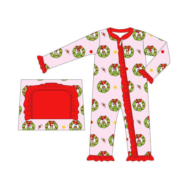 Pre-order LR1664 Baby girls Christmas zipper romper