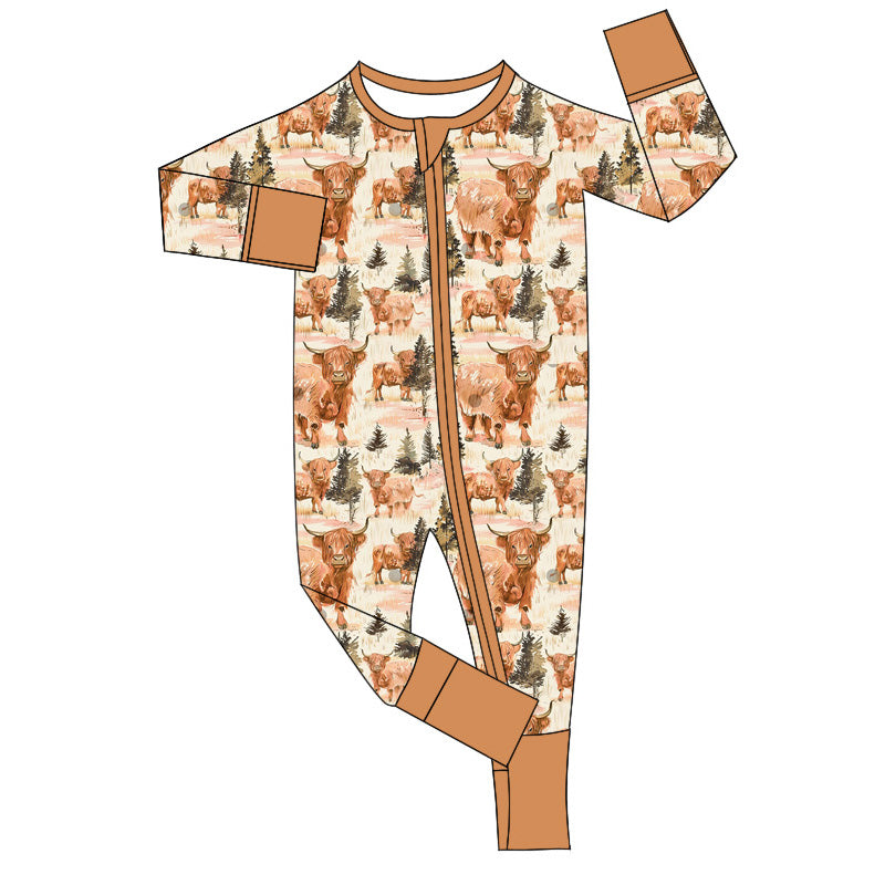 Pre-order LR1670 Baby boys Christmas cow zipper romper ( Deadline August 25 )