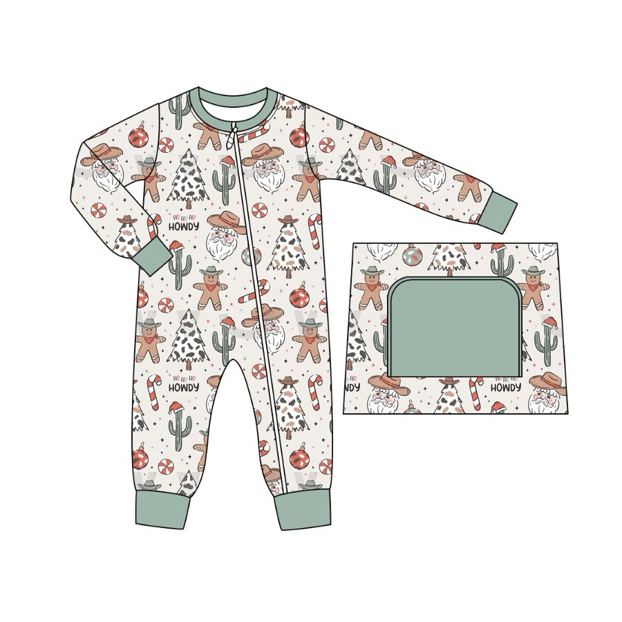 Pre-order LR1674 Baby boys Christmas howdy zipper romper ( Deadline August 25 )