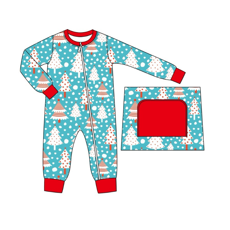 Pre-order LR1681 Baby boys Christmas tree zipper romper ( Deadline August 26 )