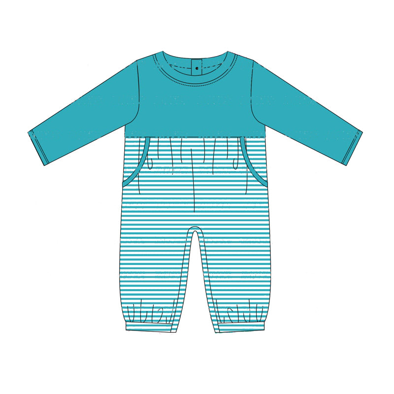 Pre-order LR1686 Baby boys green stripe romper ( Deadline August 27 )