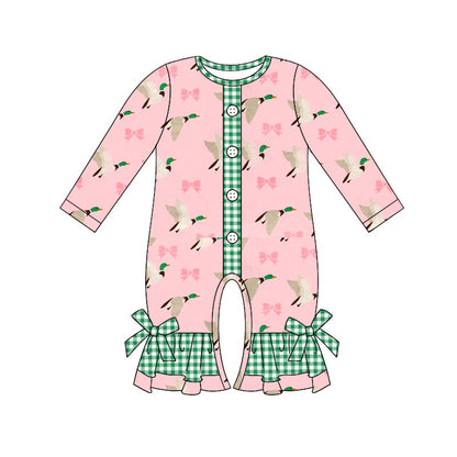 Pre-order LR1689 Baby girls duck bows romper