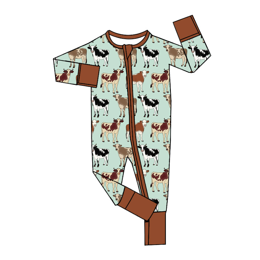 Pre-order LR1708 Baby boys cow zipper romper ( Deadline August 28 )