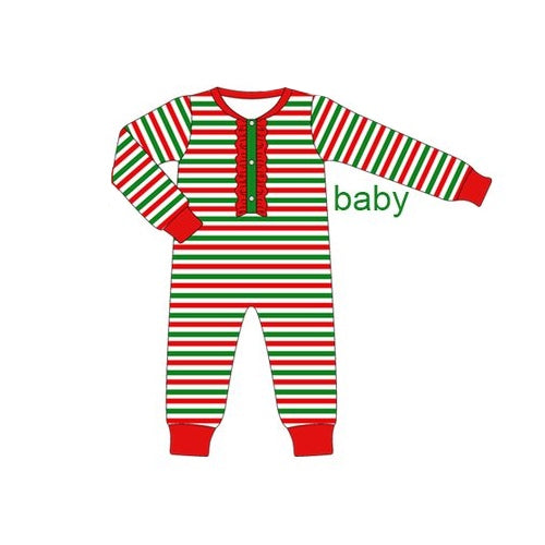 Pre-order LR1721 Baby boys red green stripe romper ( Deadline August 29 )