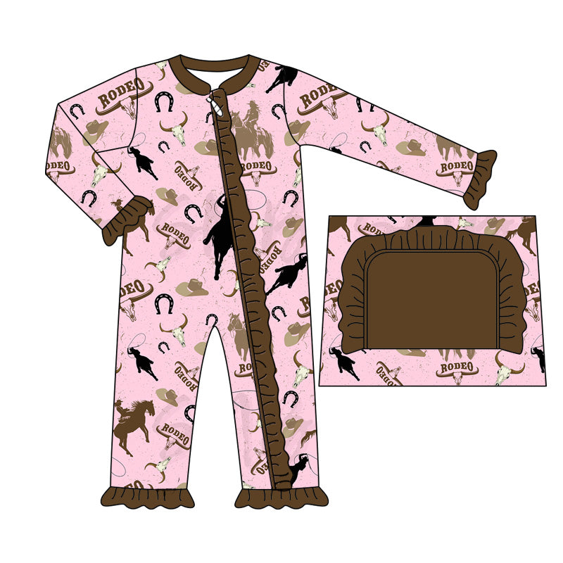 Pre-order LR1755 Baby girls rodeo zipper romper ( Deadline September 3 )