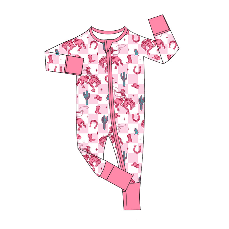 Pre-order LR1773 Baby girls cowboy zipper romper ( Deadline September 4 )