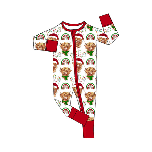 Pre-order LR1782 Baby girls Christmas cow zipper romper ( Deadline September 4 )