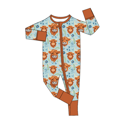 Pre-order LR1787 Baby girls cow zipper romper ( Deadline September 5 )