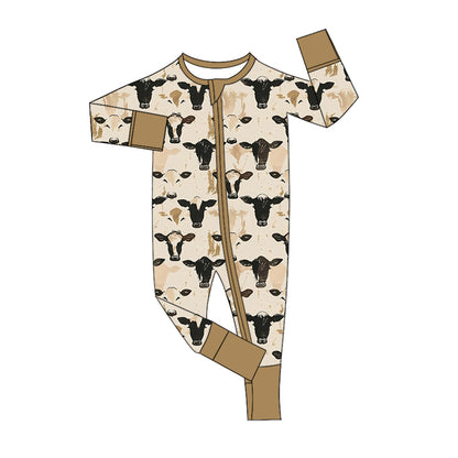 Pre-order LR1799 Baby boys cow zipper romper