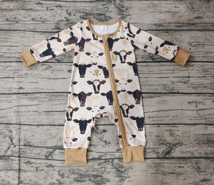 Pre-order LR1799 Baby boys cow zipper romper