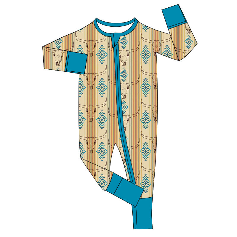 Pre-order LR1800 Baby boys cow zipper romper ( Deadline September 7 )