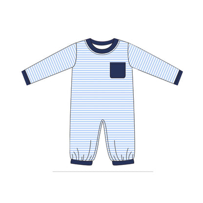 Pre-order LR1805 Baby boys blue stripe romper