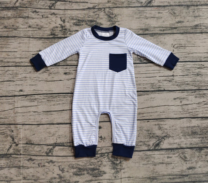 Pre-order LR1805 Baby boys blue stripe romper