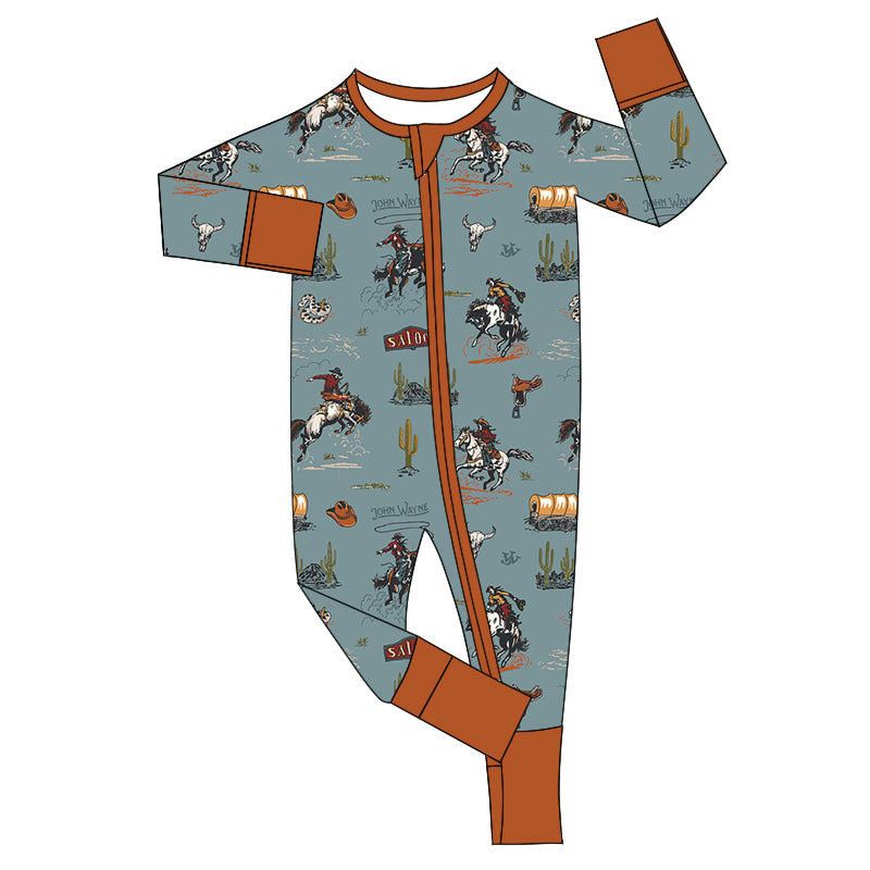 Pre-order LR1858 Baby boys western zipper romper ( Deadline September 18 )