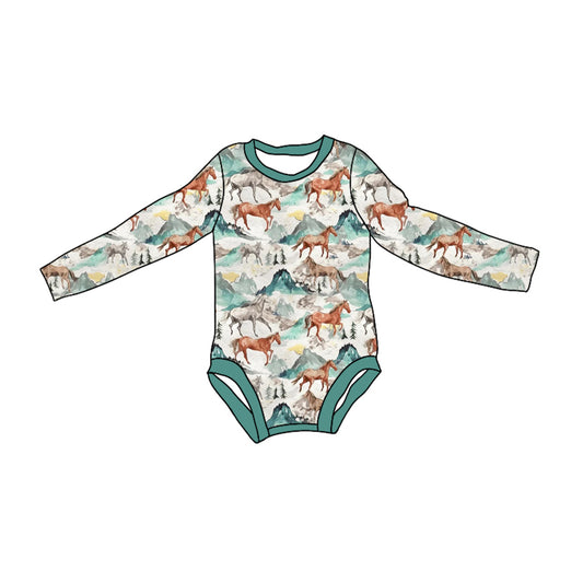 Pre-order LR1867 Baby girls horse romper ( Deadline September 20 )