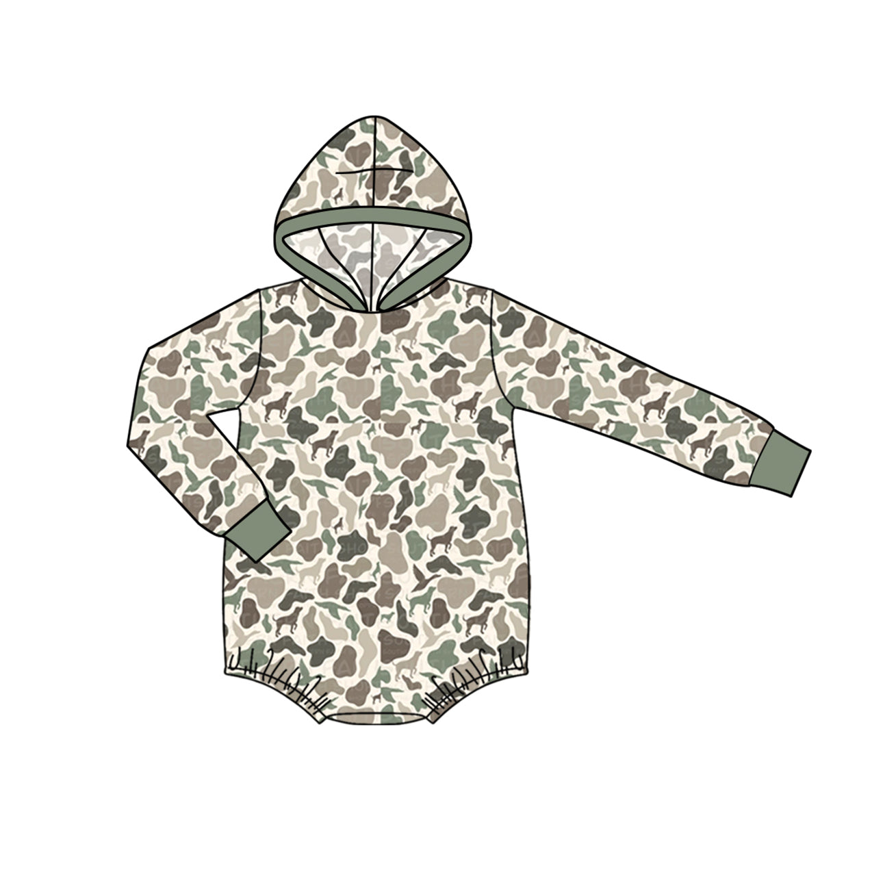 Pre-order LR1870 Baby boys camo hooded romper ( Deadline September 20 )