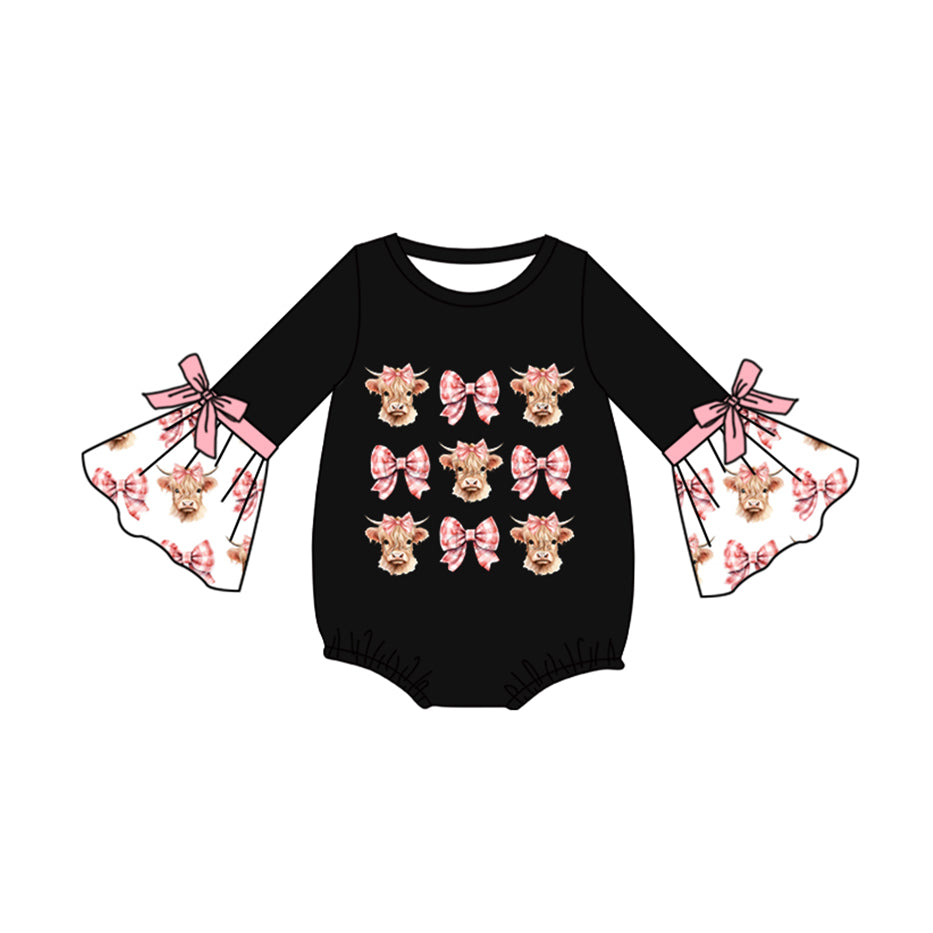 Pre-order LR1871 Baby girls cow bow romper ( Deadline September 20 )