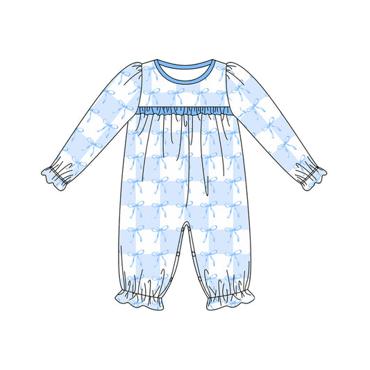 Pre-order LR1877 Baby girls blue bows romper ( Deadline September 21 )