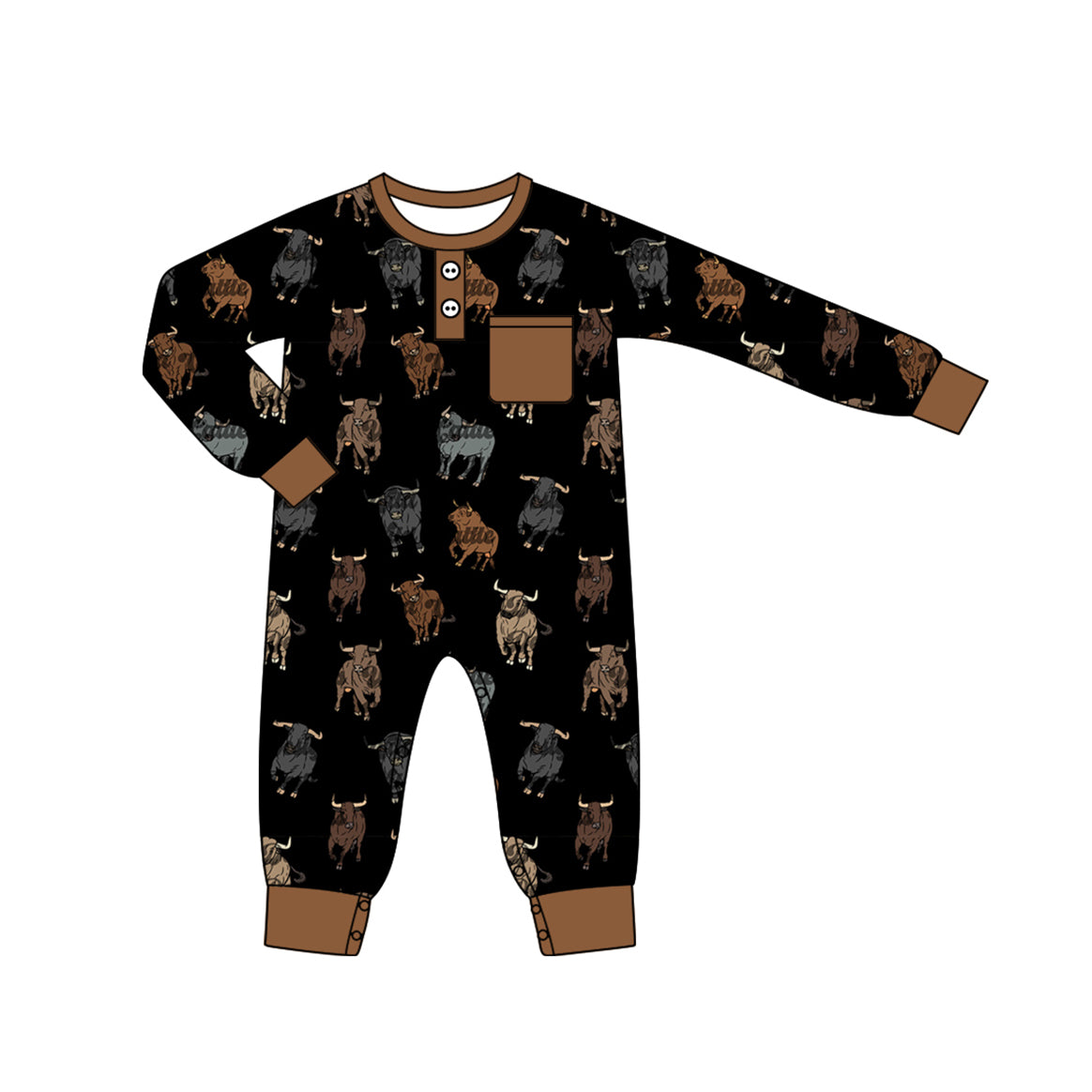 Pre-order LR1902 Baby boys brown cow romper ( Deadline September 24 )