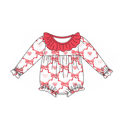 Pre-order LR1908 Baby girls Valentine bows romper ( Deadline September 24 )