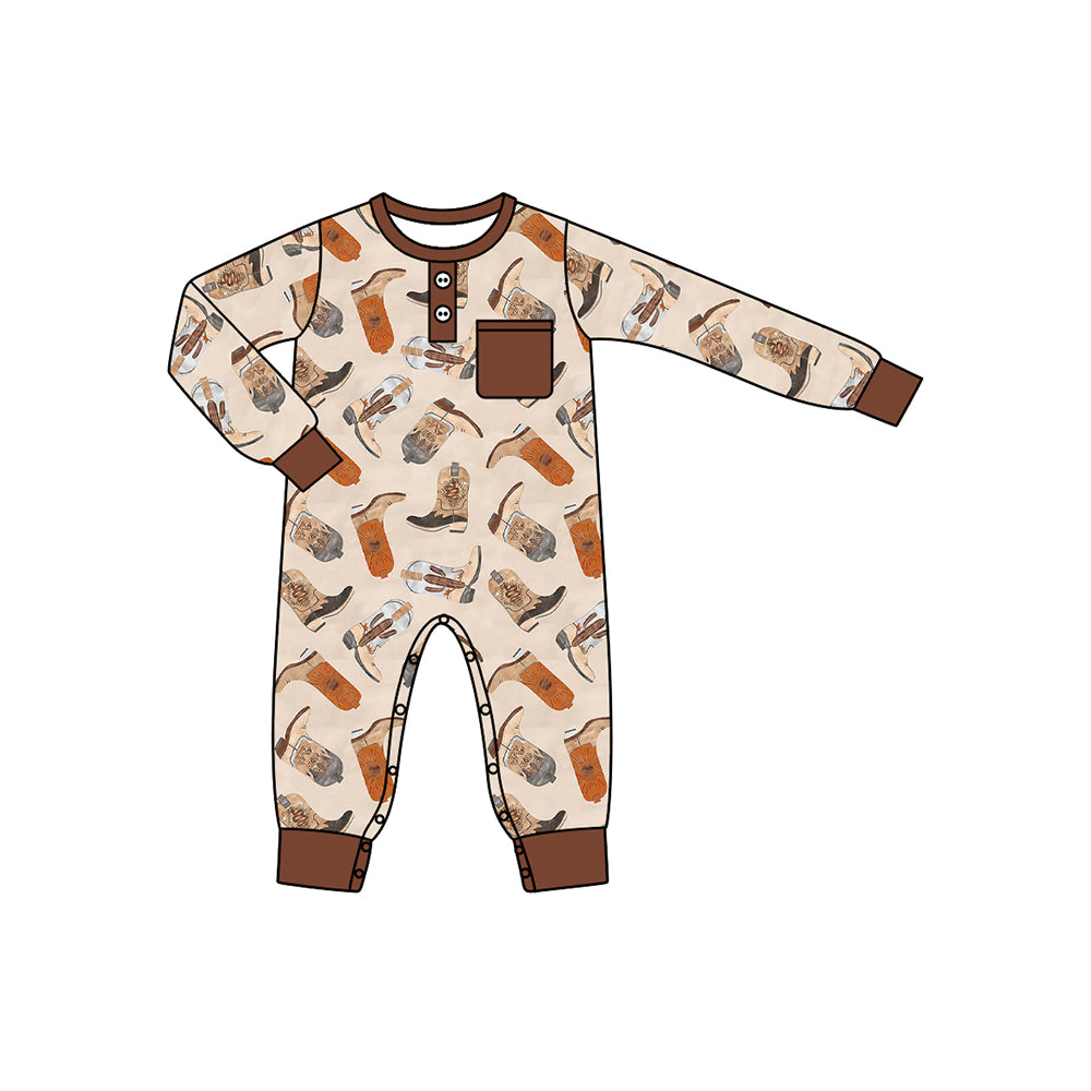 Pre-order LR1912 Baby boys western boots romper ( Deadline September 25 )