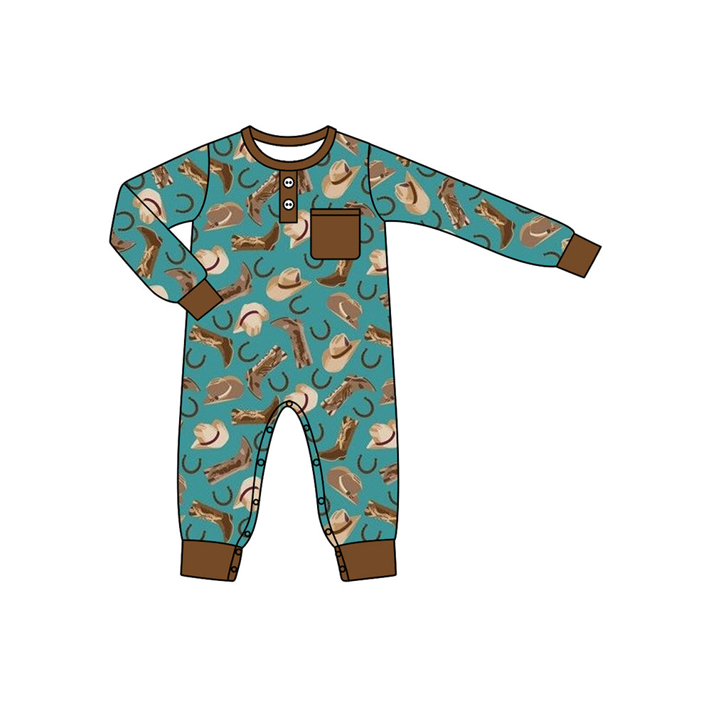 Pre-order LR1913 Baby boys western boots romper ( Deadline September 25 )