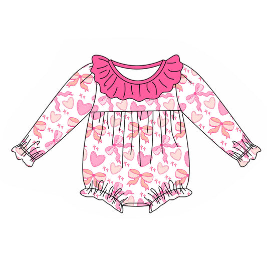 Pre-order LR1915 Baby girls pink bows romper ( Deadline September 25 )