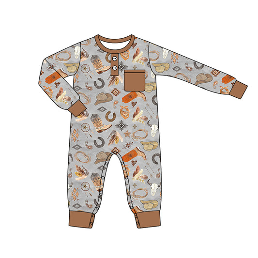 Pre-order LR1937 Baby boys brown cow romper ( Deadline September 29 )