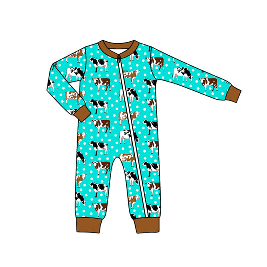 Pre-order LR1943 Baby boys cow zipper romper ( Deadline September 30 )