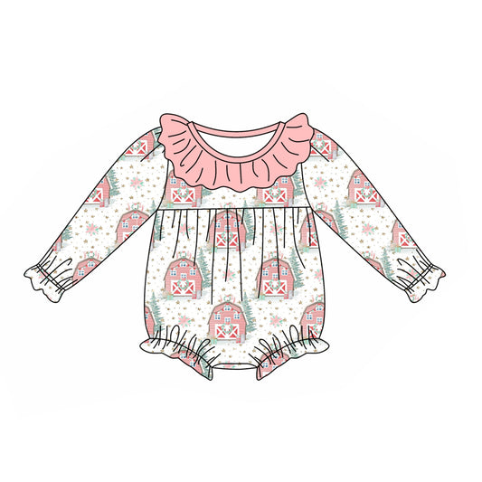 Pre-order LR1947 Baby girls farm pink romper ( Deadline September 30 )