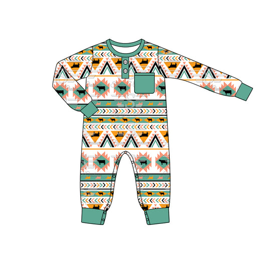 Pre-order LR1953 Baby boys green cow romper ( Deadline Oct.1 )