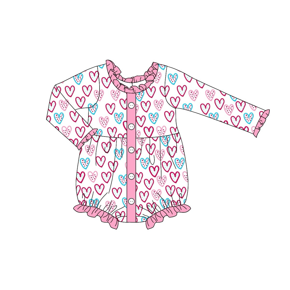 Pre-order LR1954 Baby girls Valentine heart romper ( Deadline Oct.1 )