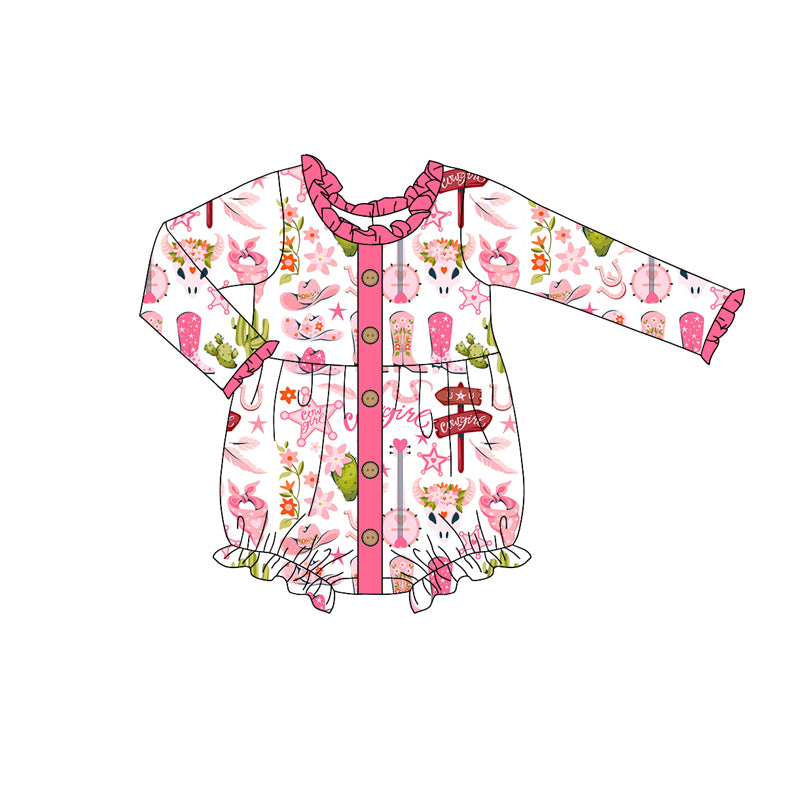 Pre-order LR1958 Baby girls pink cowgirl romper ( Deadline Oct.2 )