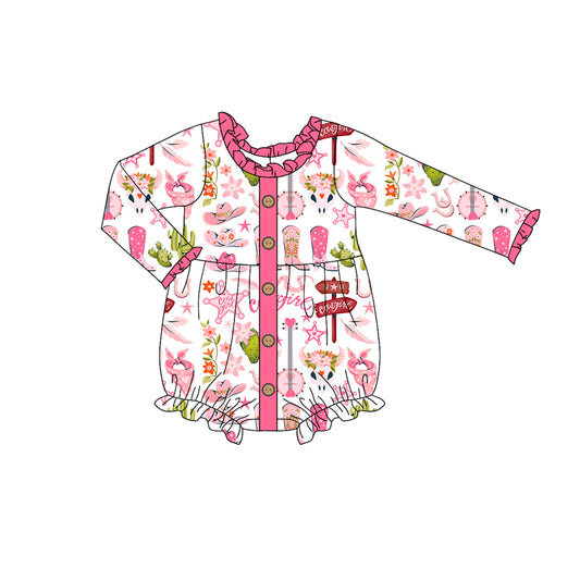 Pre-order LR1958 Baby girls pink cowgirl romper ( Deadline Oct.2 )