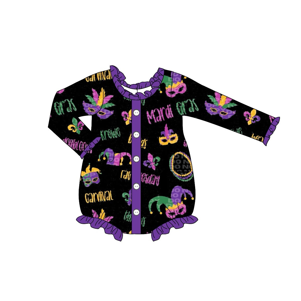 Pre-order LR1959 Baby girls Mardi gras romper ( Deadline Oct.2 )