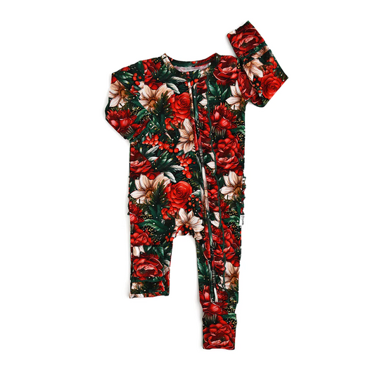 Pre-order LR1961 Baby girls floral zipper romper ( Deadline Oct.3 )