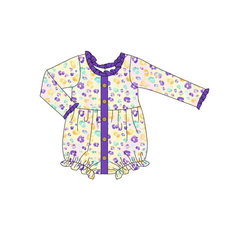 Pre-order LR1972 Baby girls purple leopard romper ( Deadline Oct.3 )