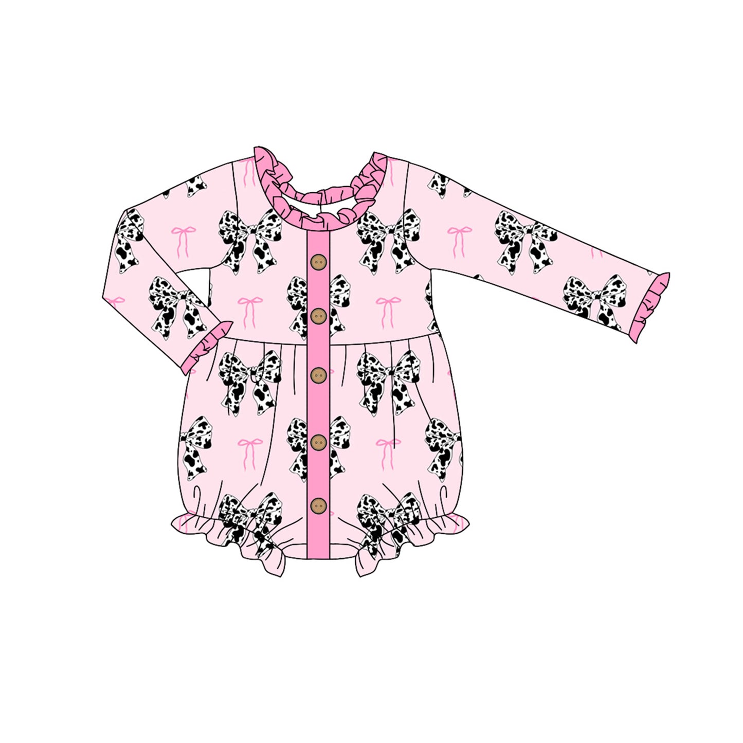 Pre-order LR1975 Baby girls pink bows romper ( Deadline Oct.3 )