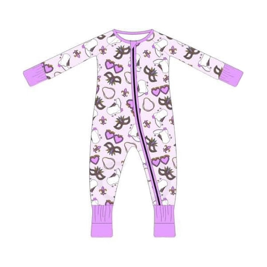 Pre-order LR2038 Baby boys Mardi Gras zipper romper ( Deadline Oct.14 )