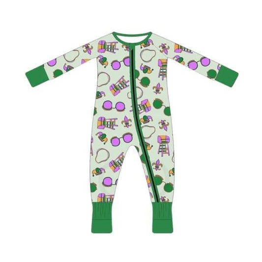 Pre-order LR2039 Baby boys Mardi Gras zipper romper ( Deadline Oct.14 )