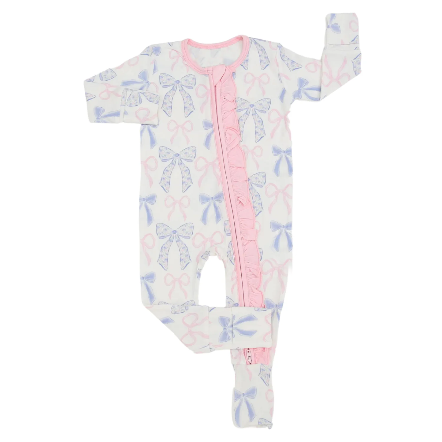 Pre-ordre LR2158 Baby Girls bow zipper romper（Deadline Dec.11）