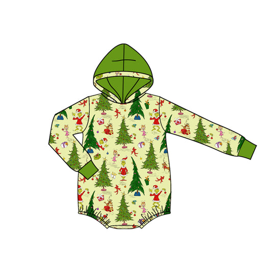 Pre-ordre LR2568 baby girls Christmas tree green Hooded hood romper（Deadline Sep.4）