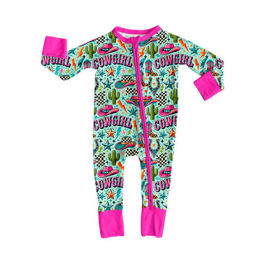 Pre-ordre LR2596 baby girls COWGIRL rose zipper romper（Deadline 2025.9.12）